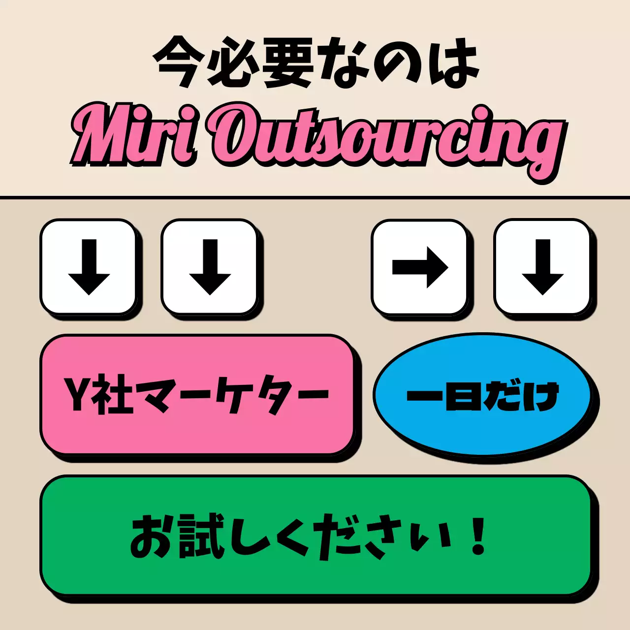 ベージュ ポップ マーケティング チラシ