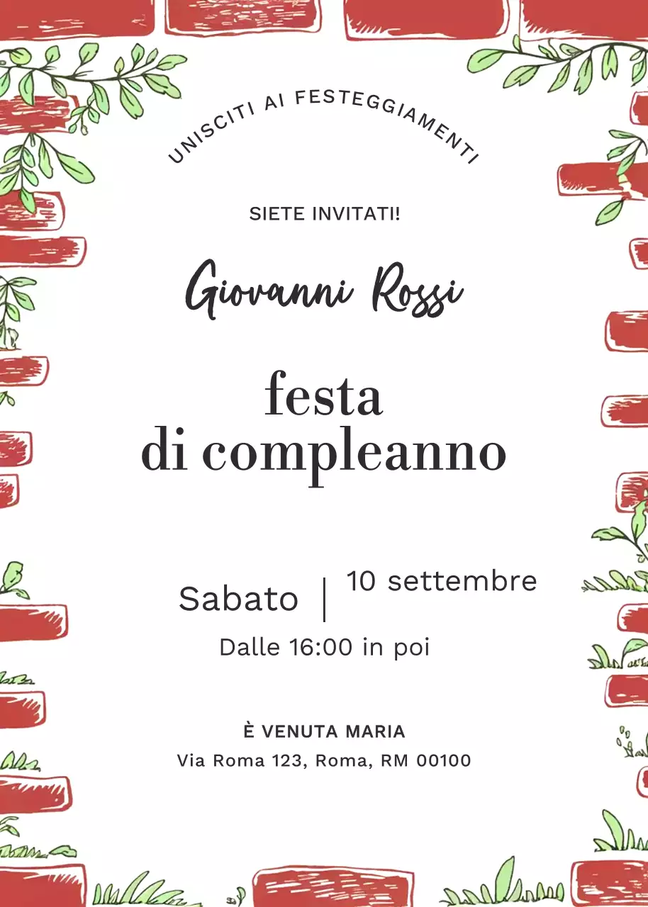 Invito a una festa vintage rossa