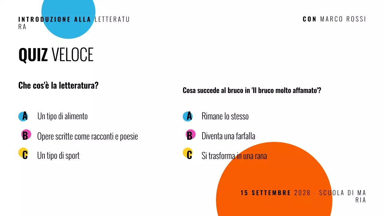 Presentazione del corso di letteratura moderna multicolore