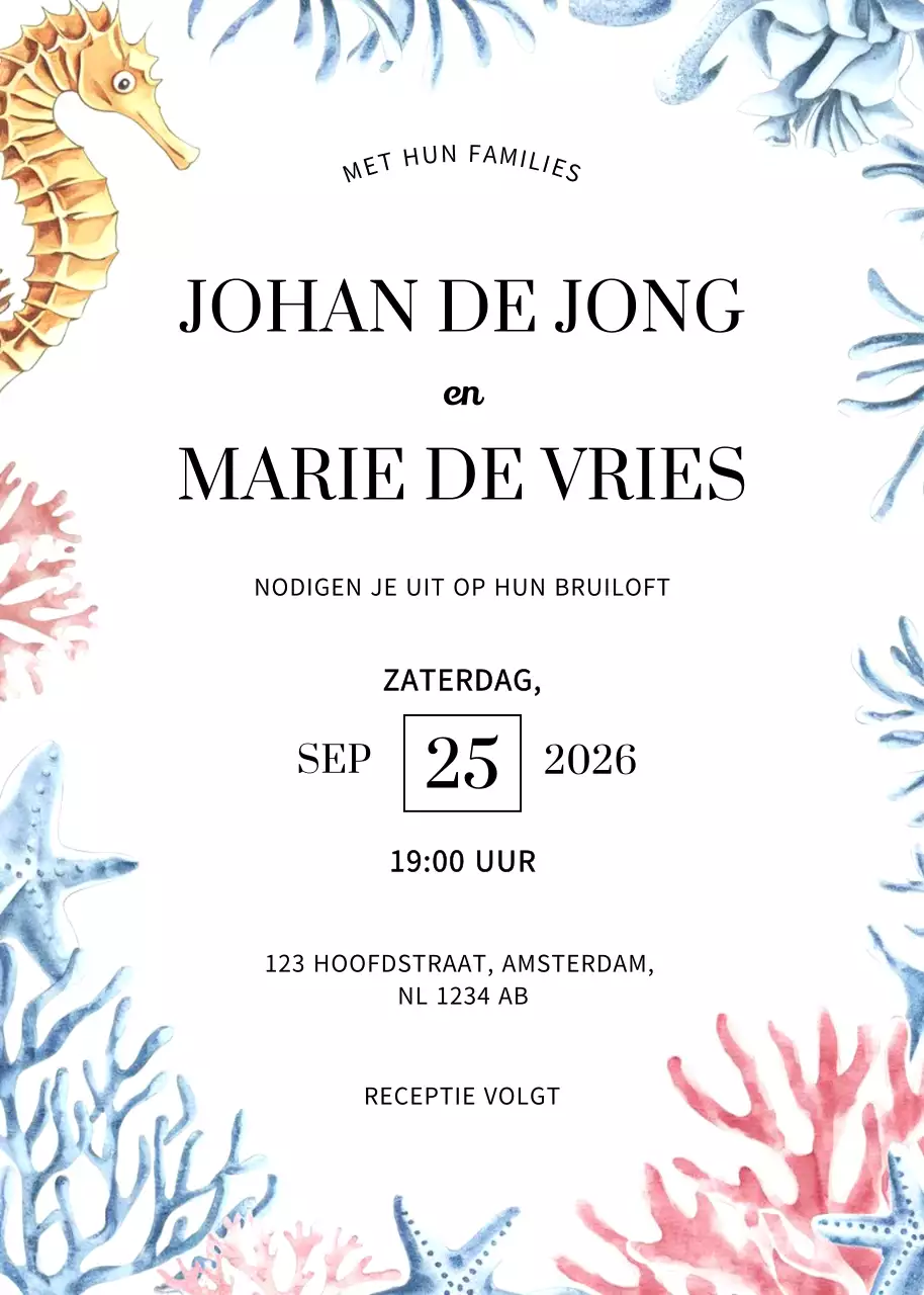 Beige elegante huwelijksuitnodiging