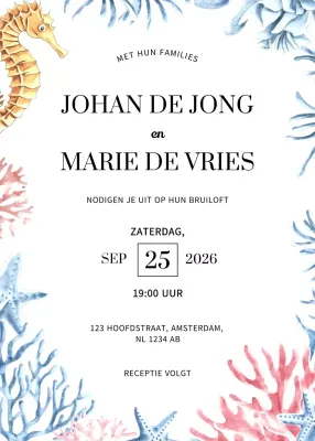 Beige elegante huwelijksuitnodiging