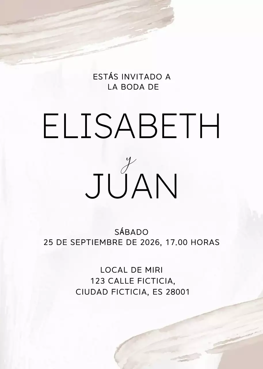 Invitación de boda elegante beige
