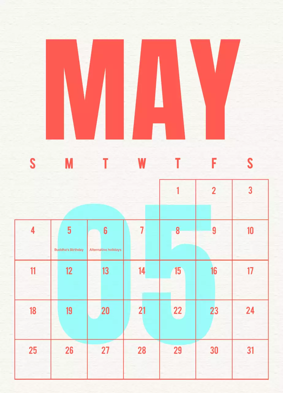 Kalender vintage biru