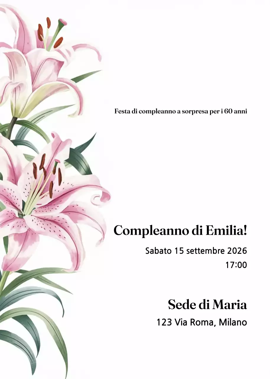 Invito di compleanno floreale rosa