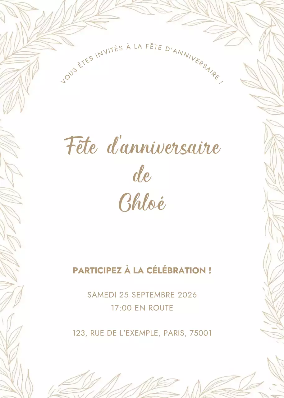 Beige Elegant Birthday Invitation