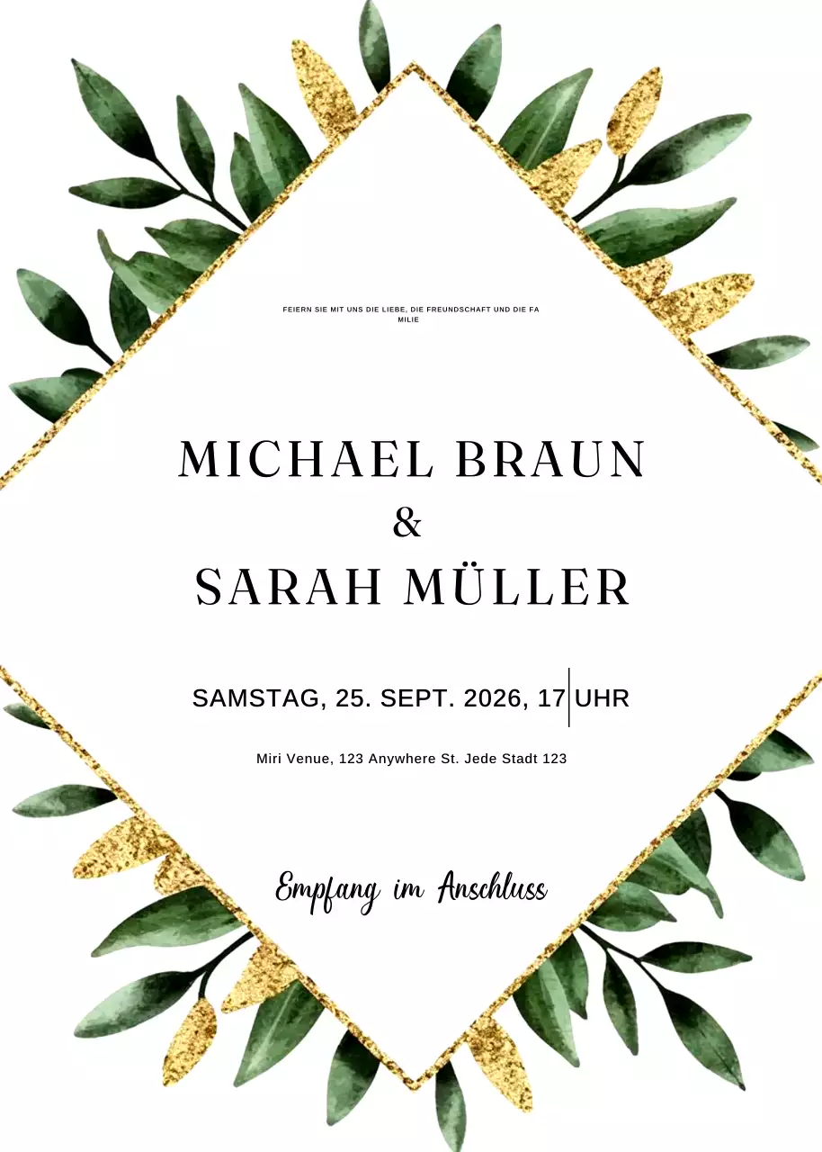 grün elegante Hochzeitseinladung