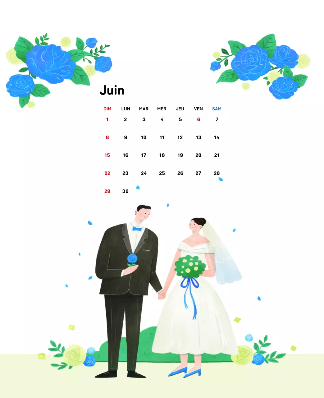 Calendrier du Nouvel An avec illustrations chaleureuses