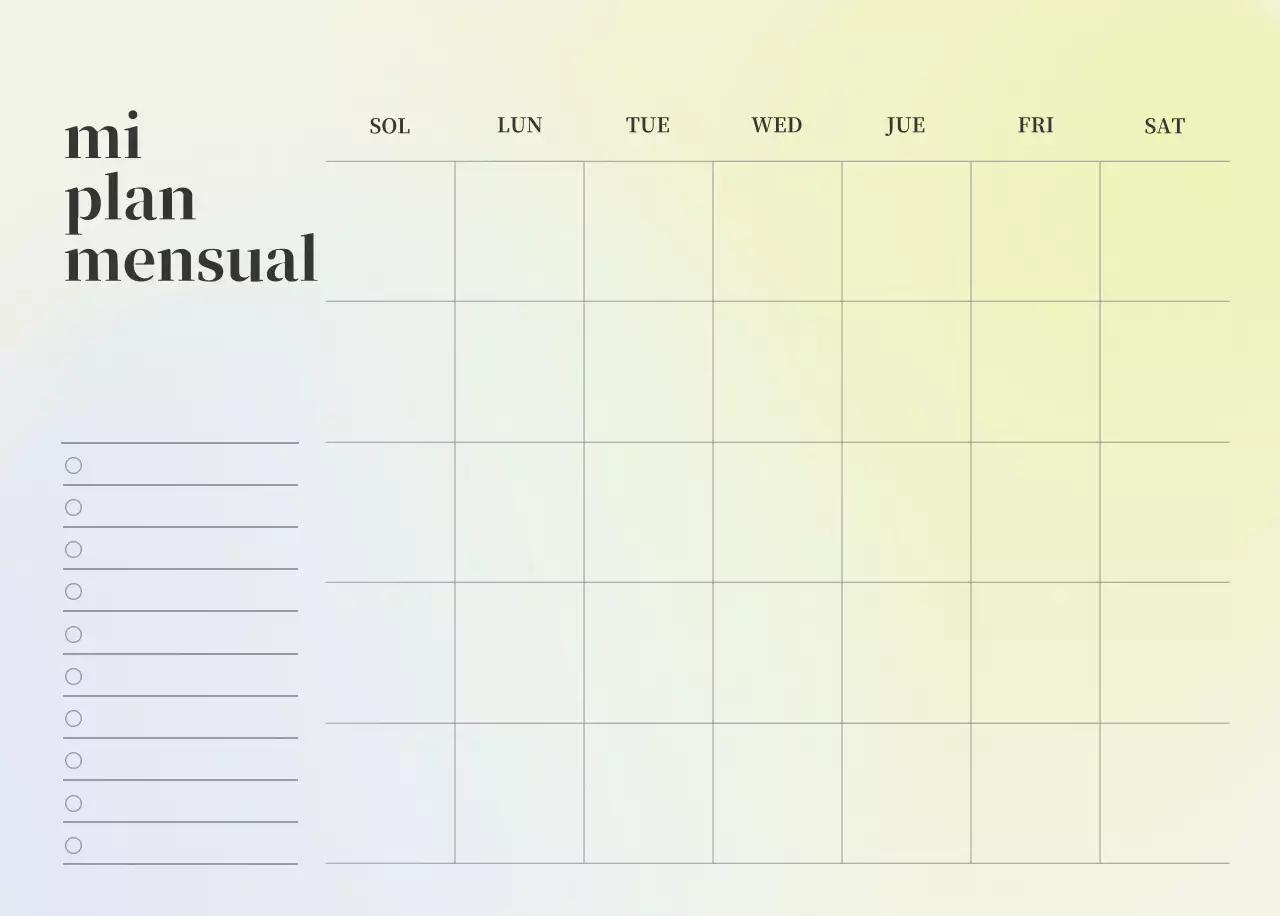 Calendario minimalista degradado