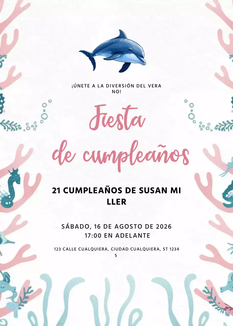 Invitación de cumpleaños lúdica rosa