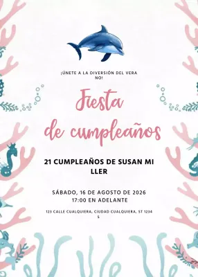 Invitación de cumpleaños lúdica rosa