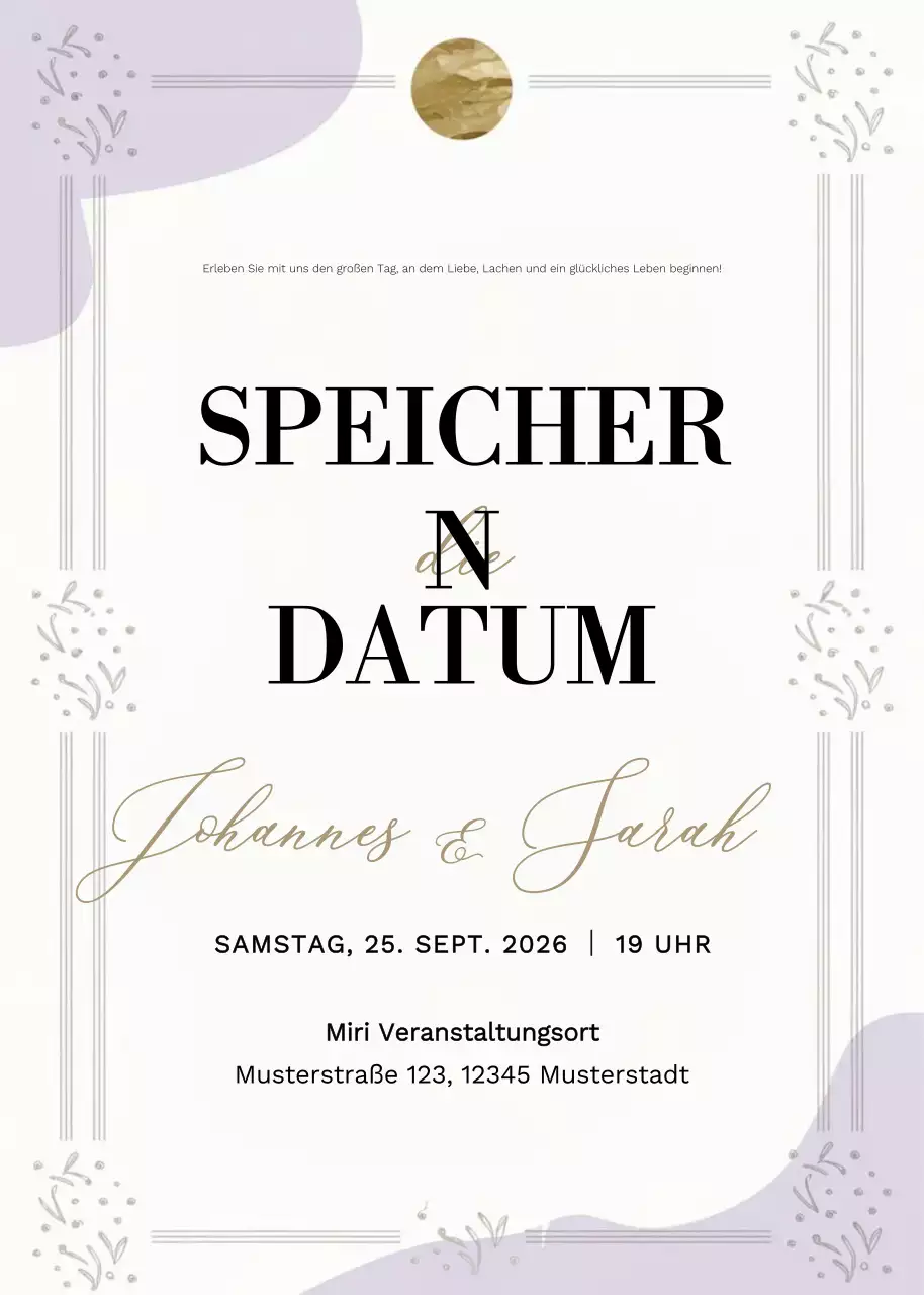 Beige Elegante Hochzeitseinladung