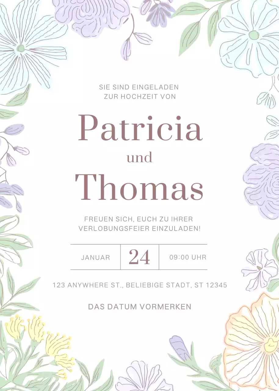 Weiß Elegante Hochzeitseinladung