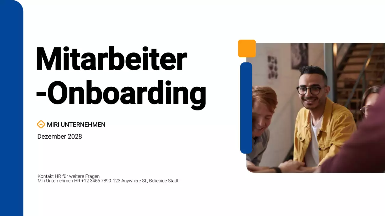 einfaches modernes blaues Mitarbeiter-Onboarding
