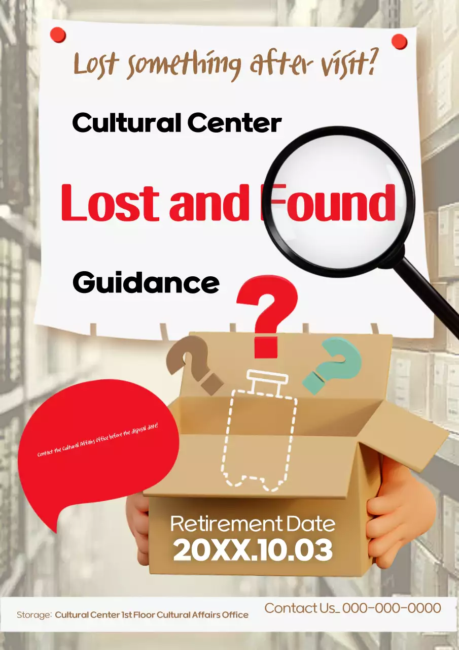 Cartaz vermelho de orientação simples perdida