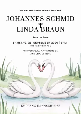 weiße elegante Hochzeitseinladung