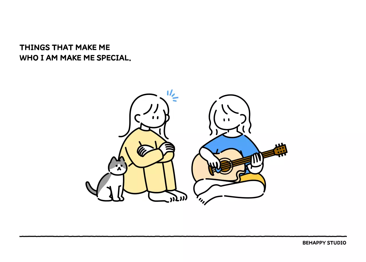 Illustrated calendar with a cute line style