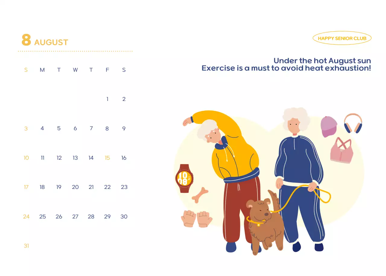 Business calendar with cute illustrations