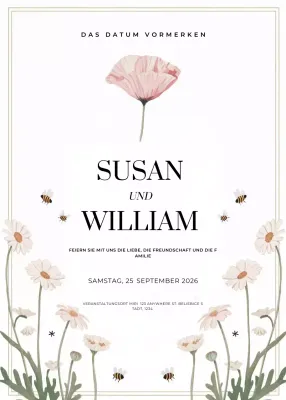 weiße elegante Hochzeitseinladung