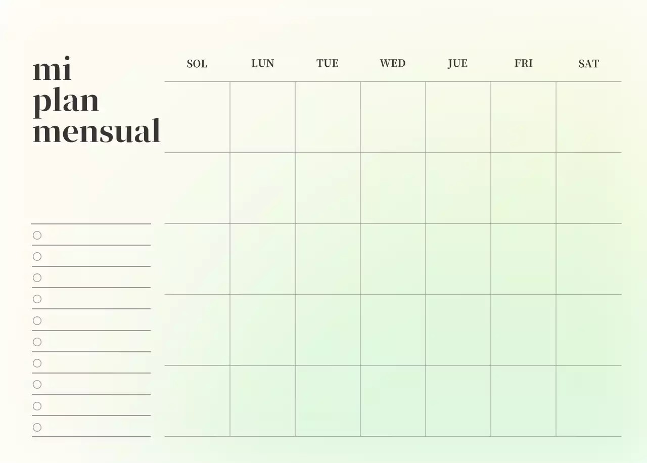 Calendario minimalista degradado