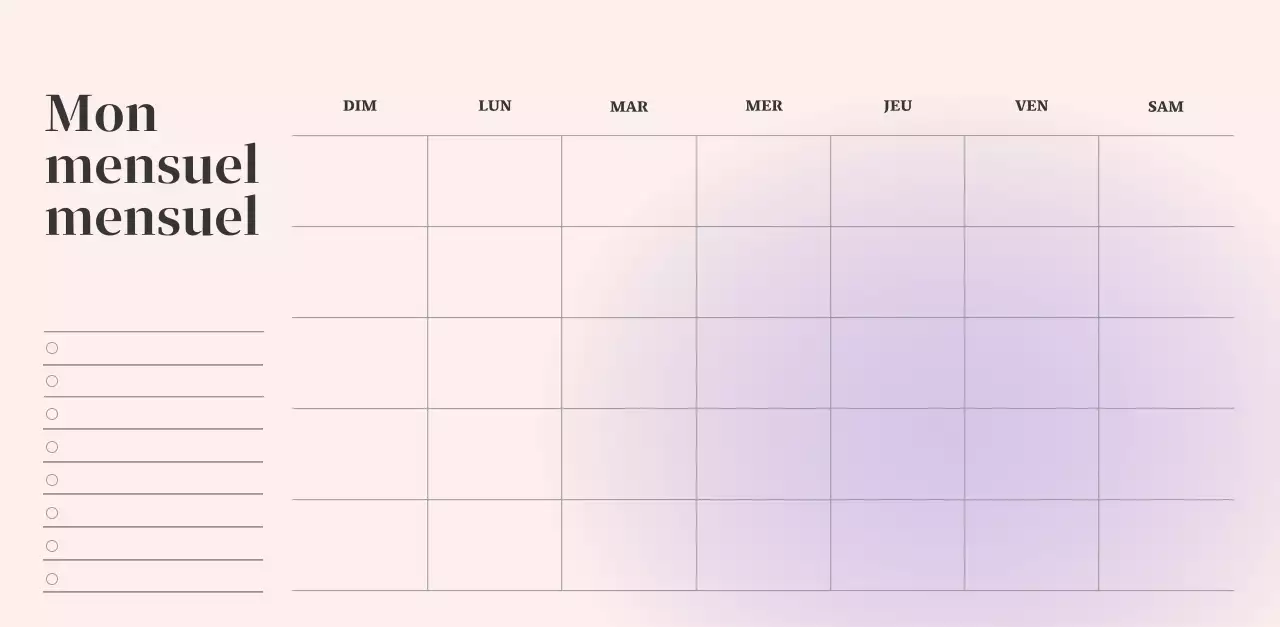 Calendrier minimaliste dégradé