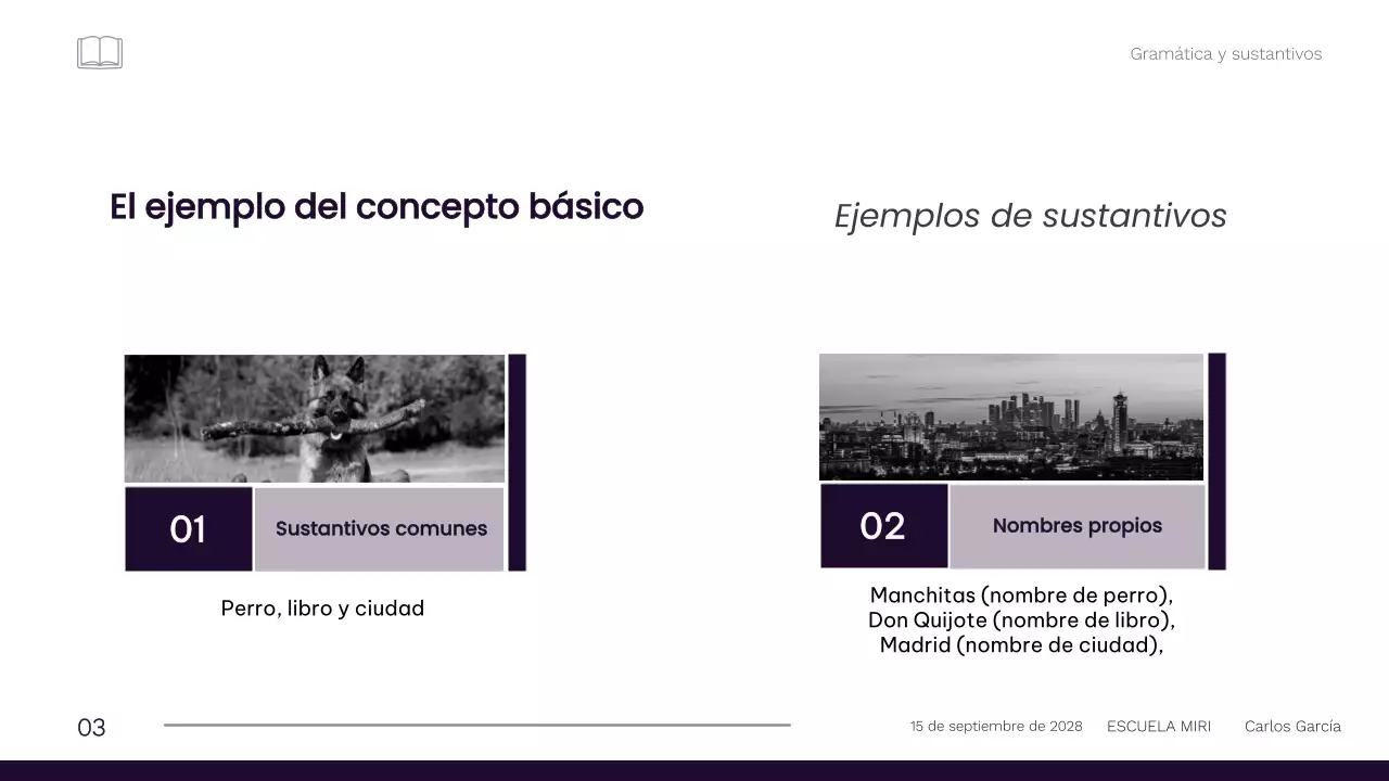 Material profesional minimalista para la clase de gramática de 1º de primaria