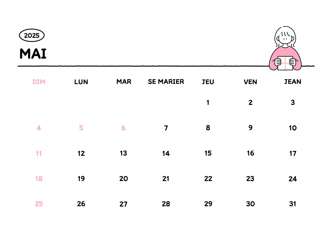 Calendrier illustré avec un joli style de lignes