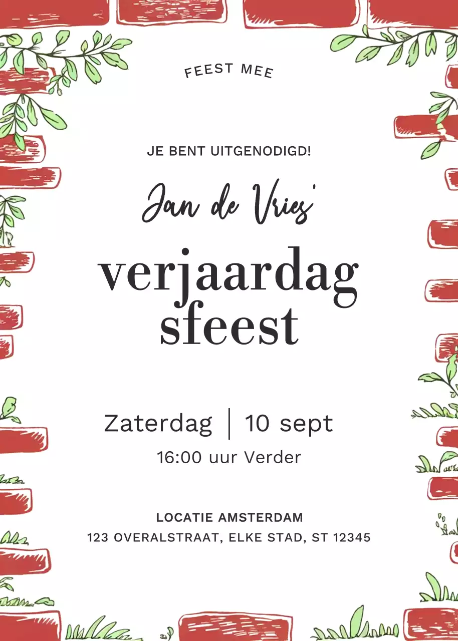 Rode Vintage Feestuitnodiging