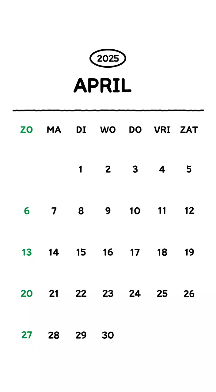 Geïllustreerde kalender met een mooie lijnstijl