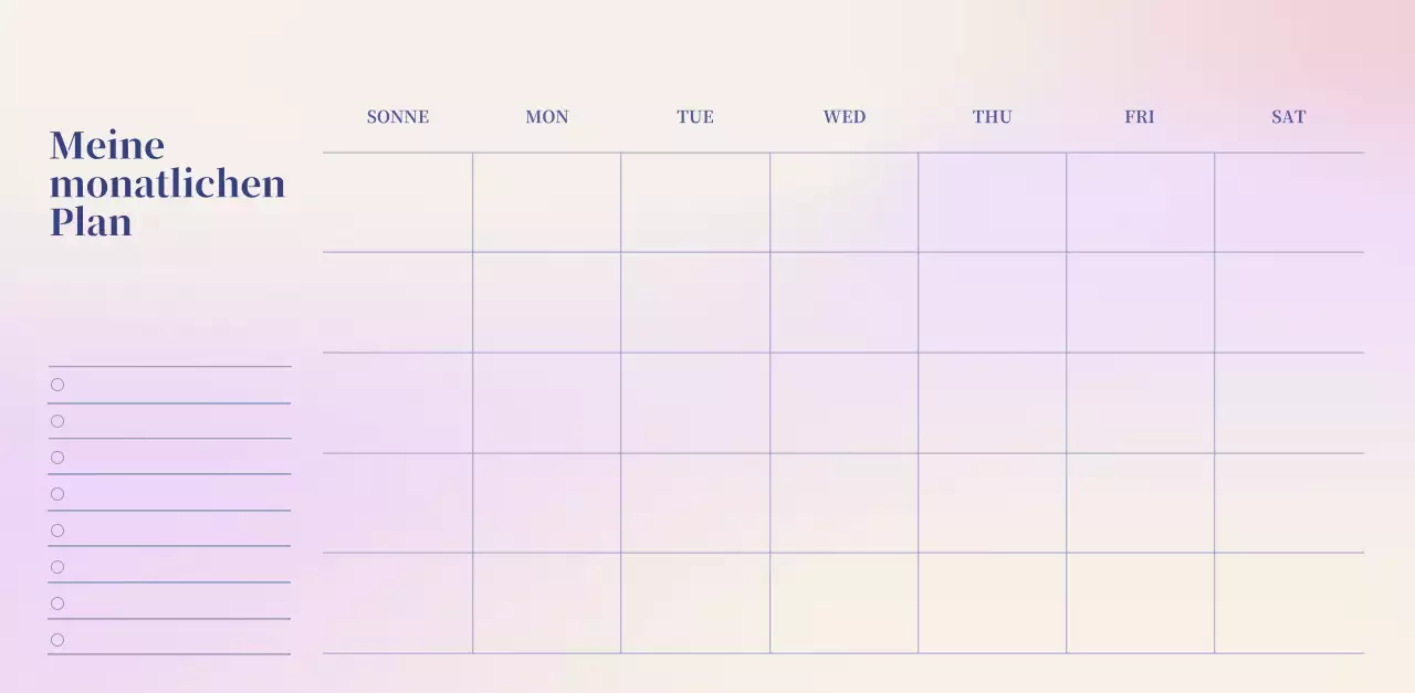 Minimalistischer Kalender mit Farbverlauf