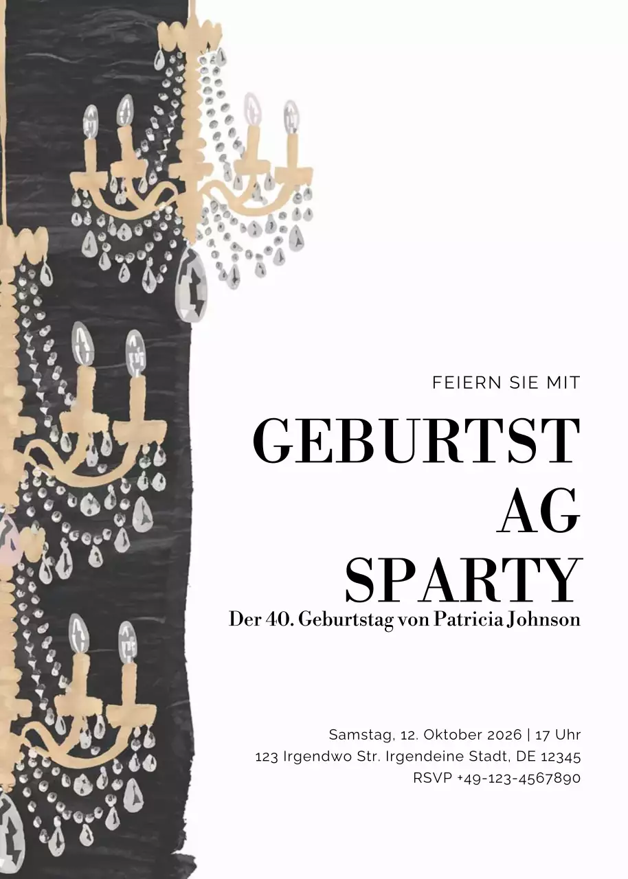 beige elegante Geburtstagseinladung