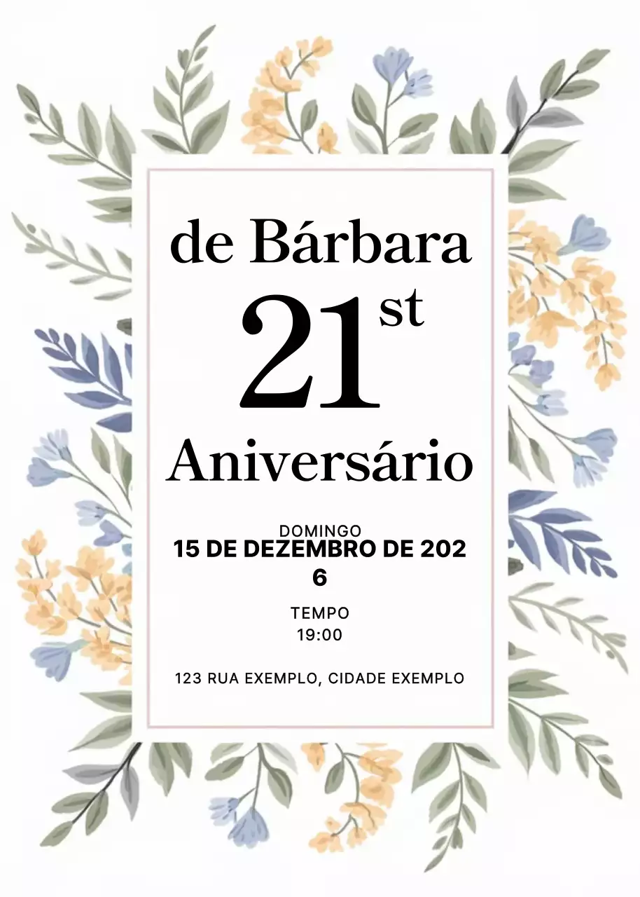 Convite de aniversário floral bege