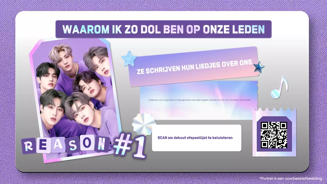 Paarse trendy K-pop idool informatie