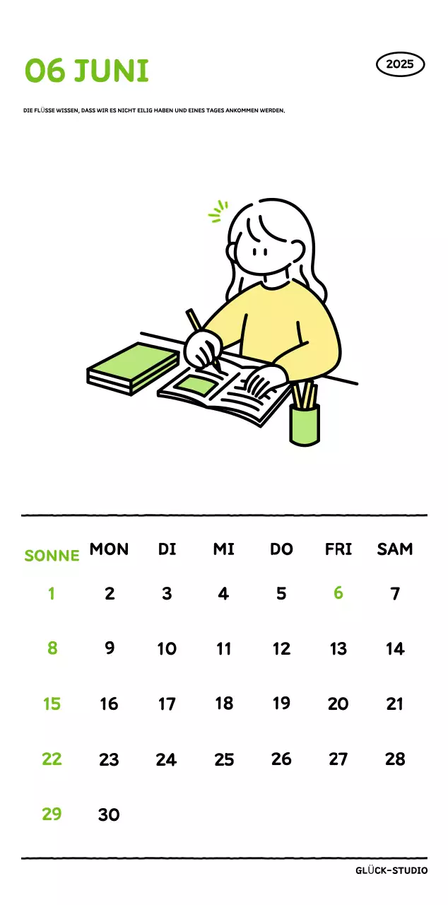 Illustrierter Kalender mit schönem Linienstil