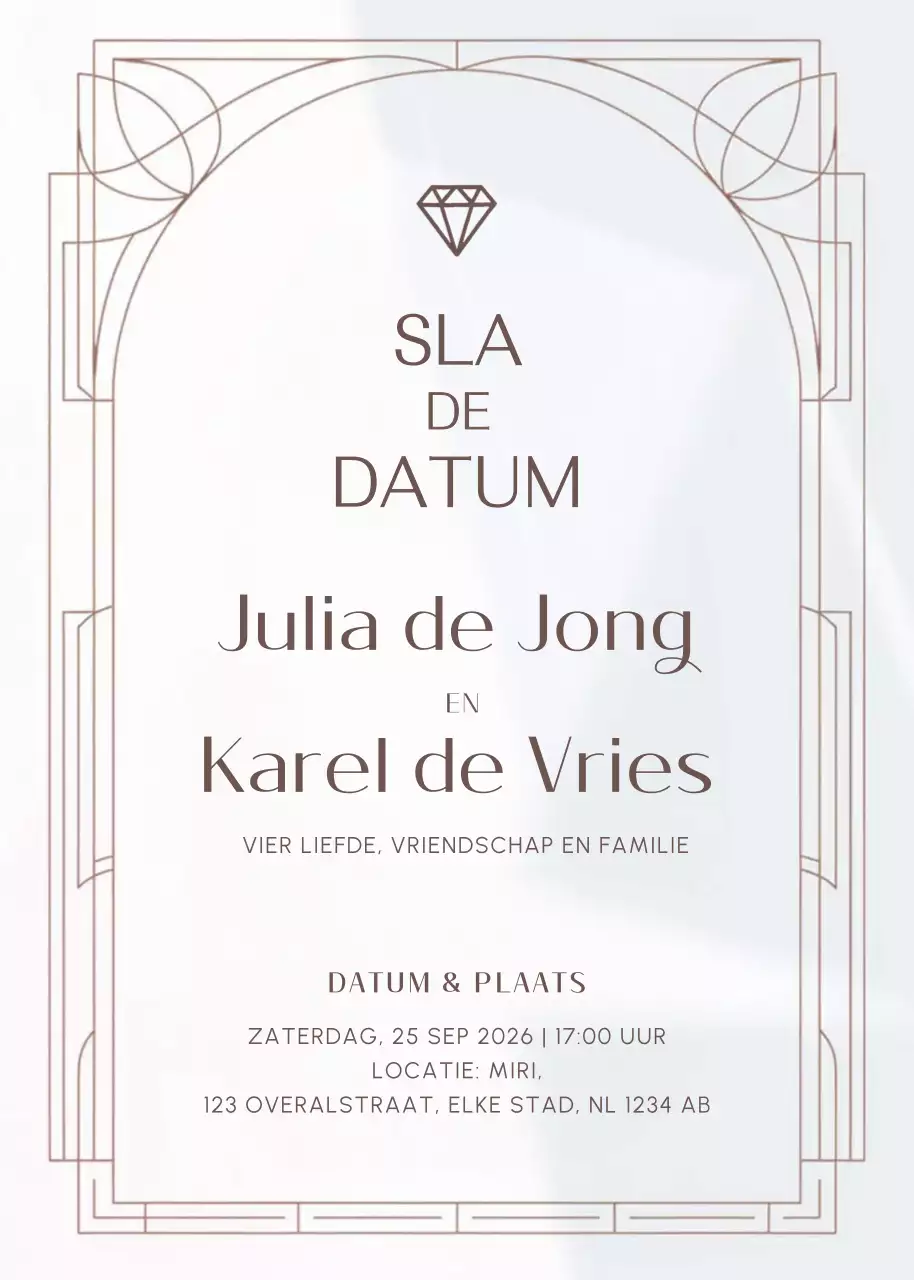 witte elegante huwelijksuitnodiging