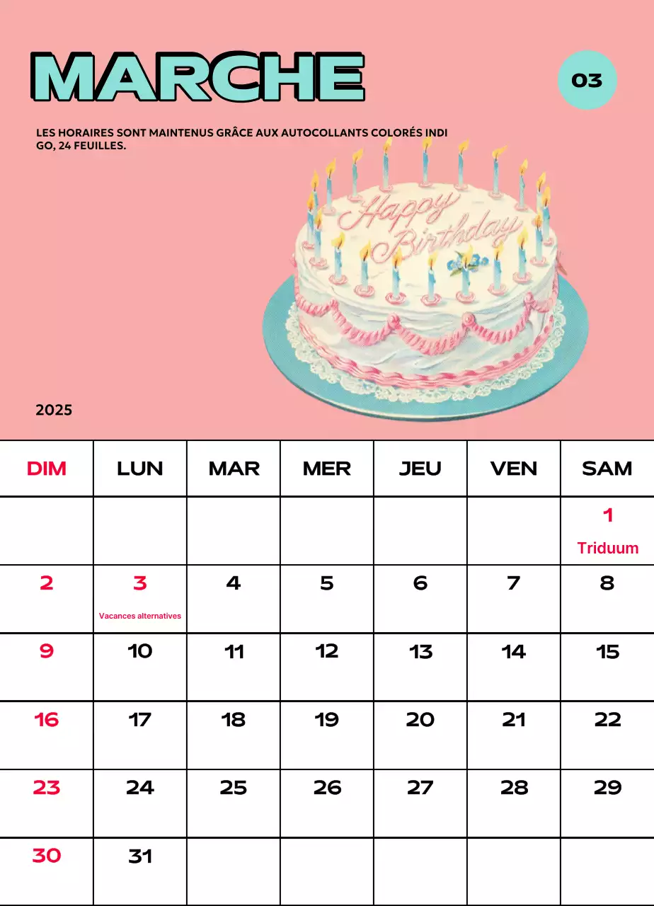 Calendriers colorés avec une variété d'illustrations rétro