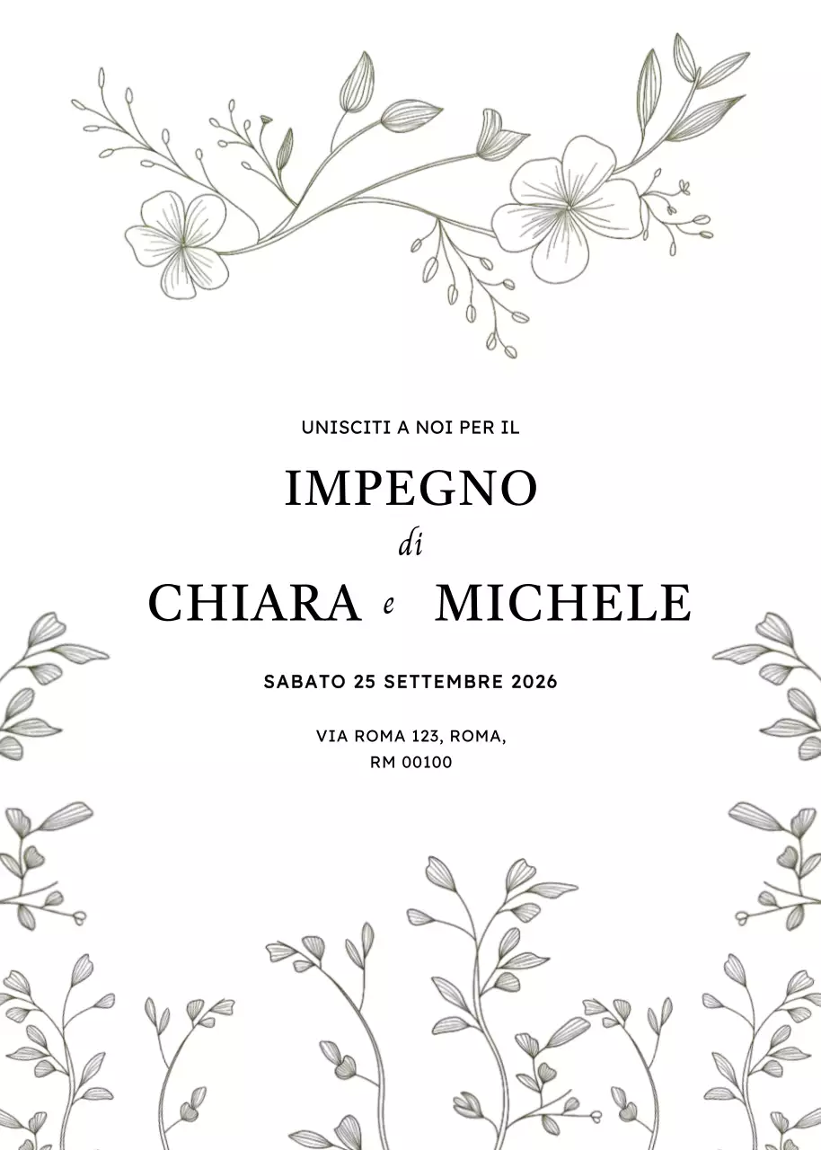 Invito di fidanzamento elegante bianco