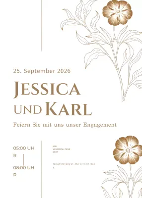 beige elegante Verlobungseinladung