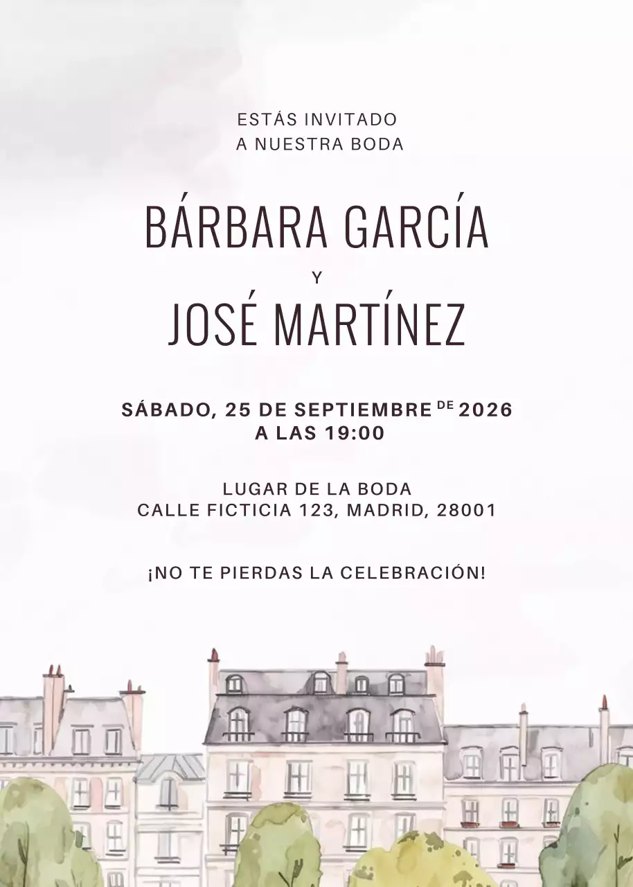 Invitación de boda elegante beige