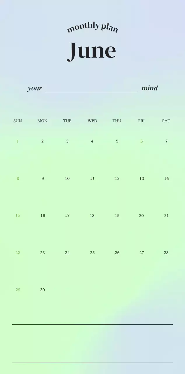 Gradient Minimalist Calendar