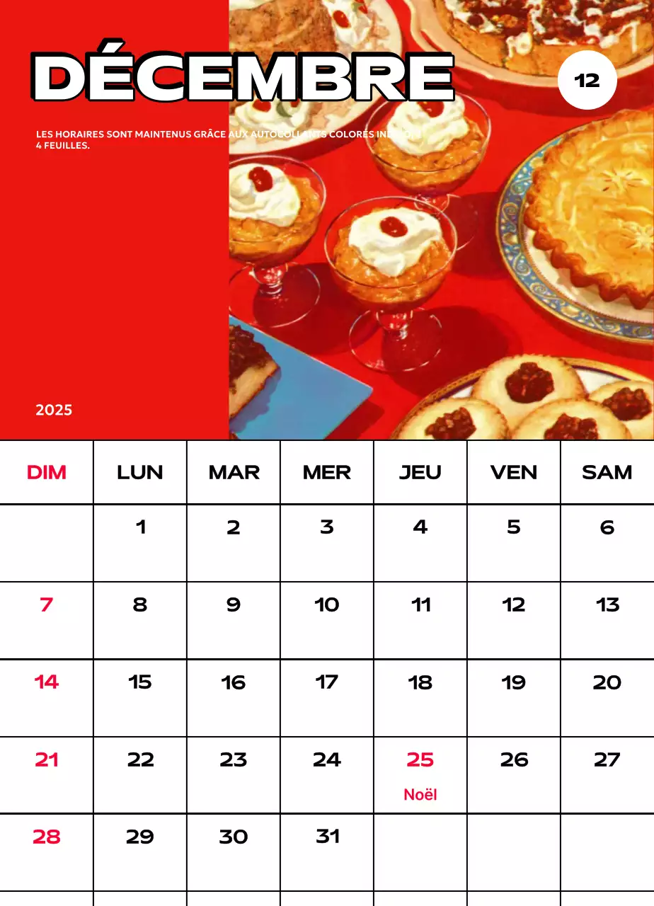 Calendriers colorés avec une variété d'illustrations rétro