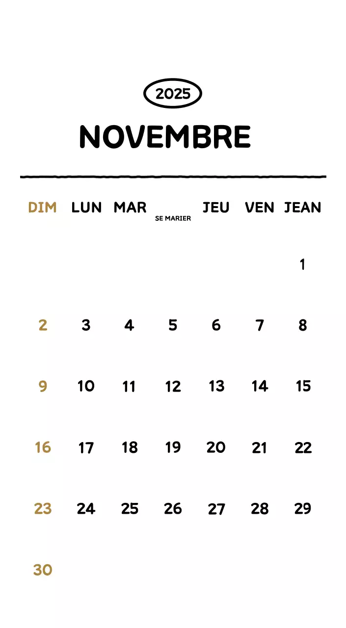 Calendrier illustré avec un joli style de lignes
