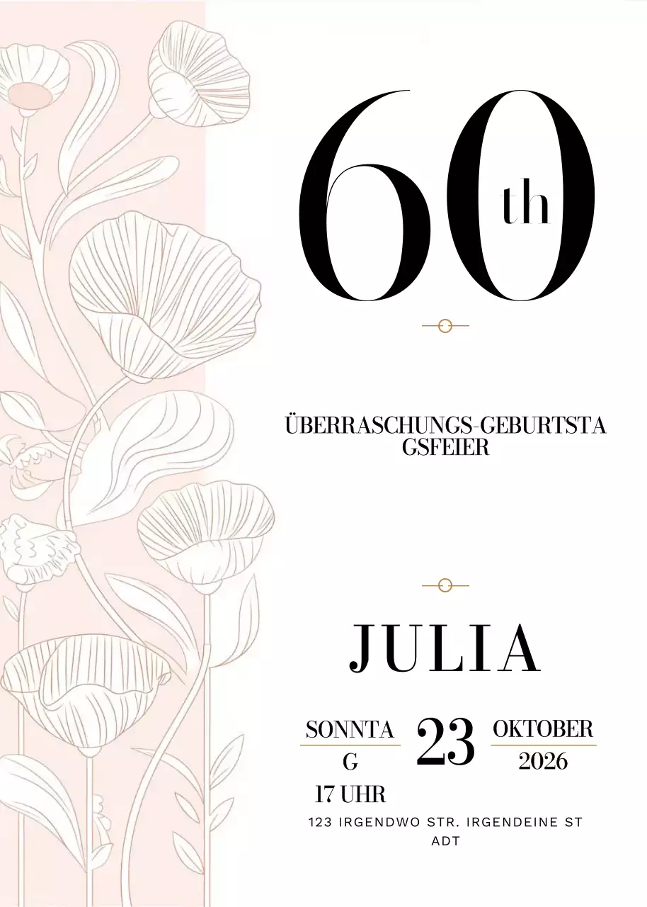 beige elegante Geburtstagseinladung