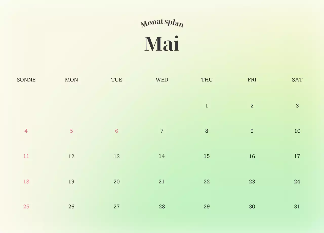Minimalistischer Emotionskalender mit Farbverlauf