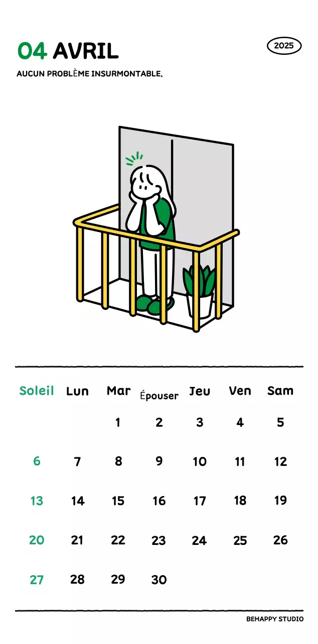 Calendrier illustré avec un joli style de lignes