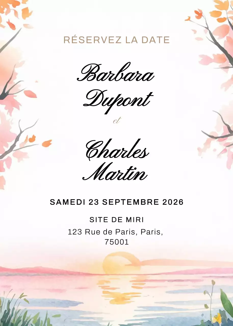 Invitation de mariage beige et élégante