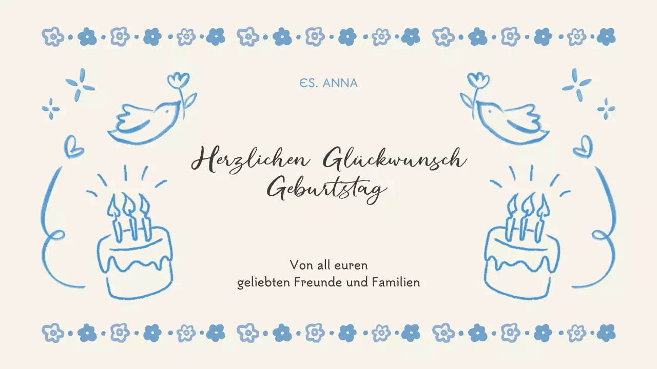 blau geblümt Geburtstag Veranstaltung