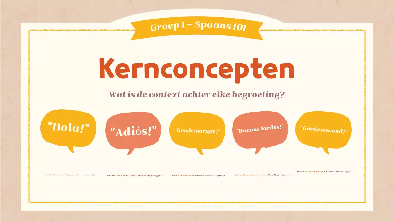 oranje eenvoudige taalklas