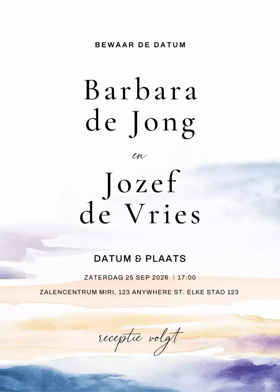 beige minimalistische huwelijksuitnodiging