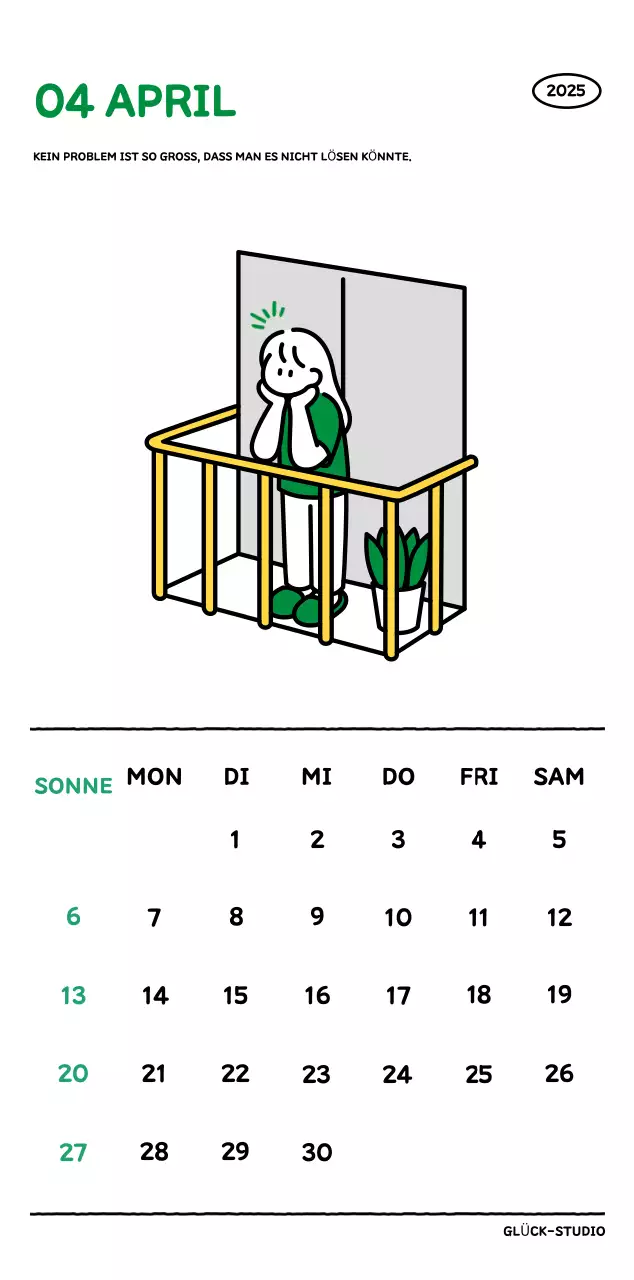 Illustrierter Kalender mit schönem Linienstil