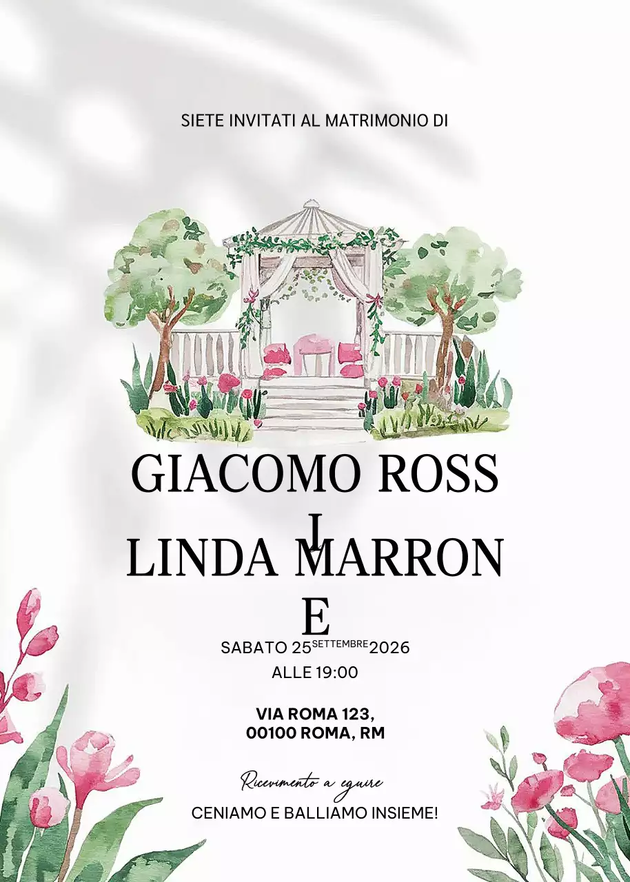 Invito di matrimonio elegante bianco